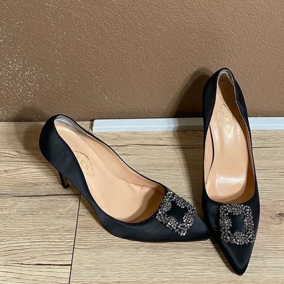 EKS Kricoa Satin High Heel Pumps Black 8 - Picture 7 of 16